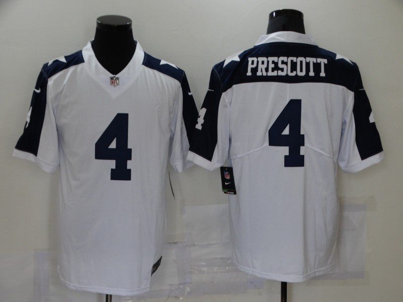 Men Dallas Cowboys #4 Prescott White Vapor Untouchable Limited Player 2021 Nike NFL Jersey